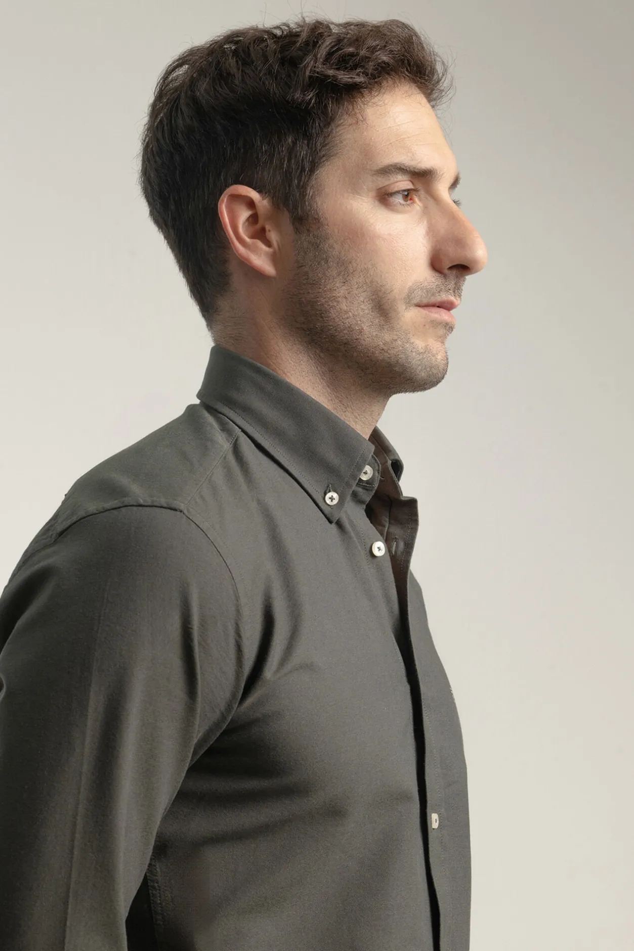 PuroEGO Camisa oxford slim fit algodón Verde New