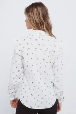 Springfield Camisa pana volantes hombro marr&oacute;n Discount