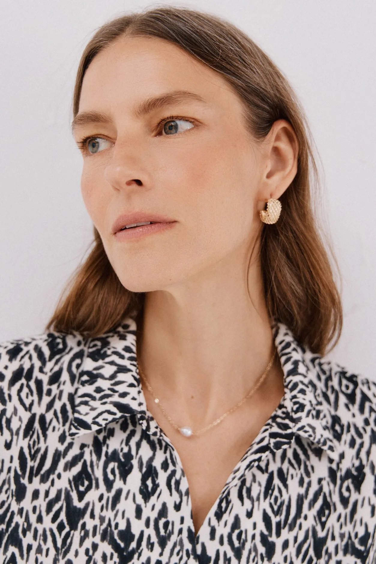 Cortefiel Camisa pliegue Estampado blanco Clearance