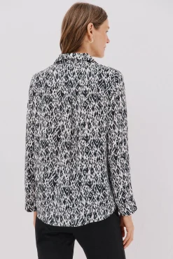 Cortefiel Camisa pliegue Estampado blanco Clearance