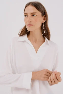 Cortefiel Camisa pliegue Blanco Outlet