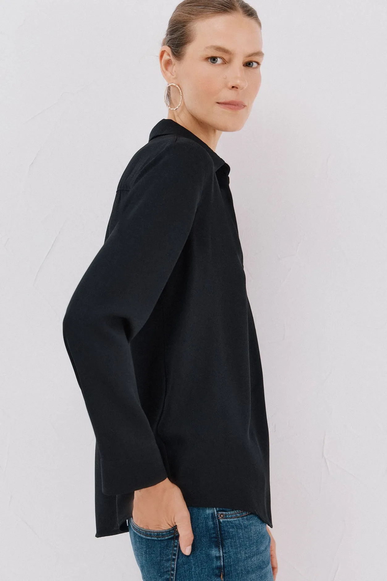 Cortefiel Camisa pliegue Negro New