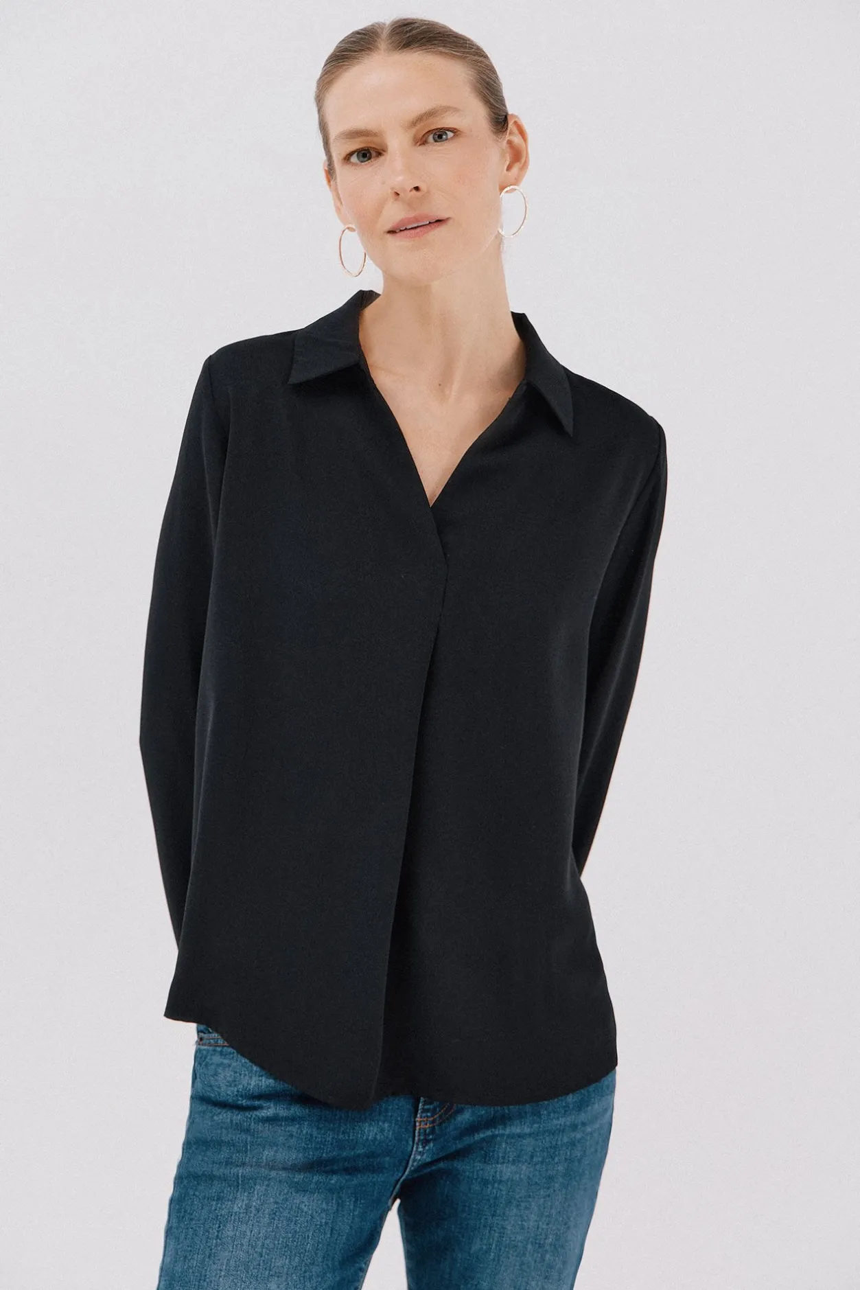 Cortefiel Camisa pliegue Negro New