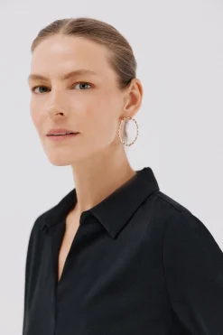 Cortefiel Camisa pliegue Negro New