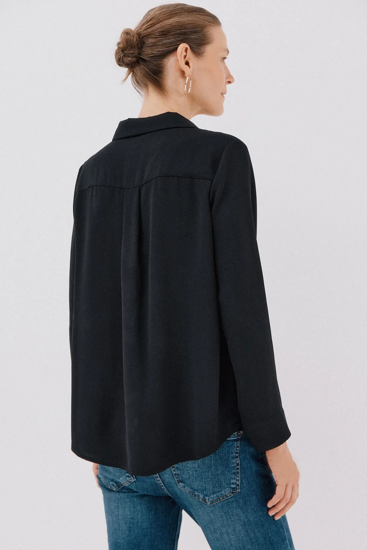 Cortefiel Camisa pliegue Negro New