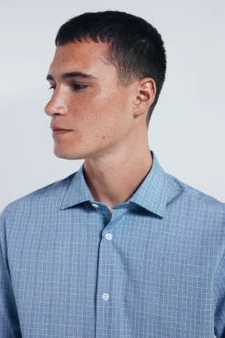 Springfield Camisa popelín cuadros azul