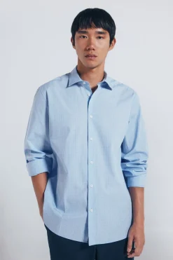 Springfield Camisa popelín cuadros azul New