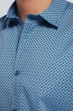 Springfield Camisa popelín micro estampado azul Best