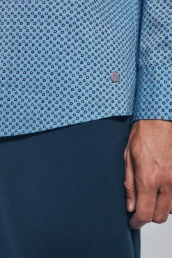 Springfield Camisa popelín micro estampado azul Best