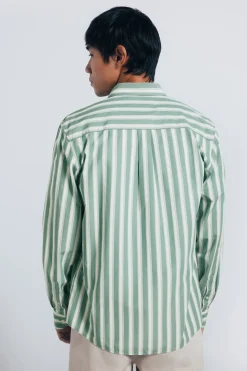 Springfield Camisa popelín rayas verde Hot
