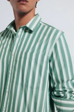 Springfield Camisa popelín rayas verde Hot