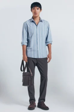 Springfield Camisa popelín rayas azul Sale