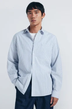 Springfield Camisa popelín rayas azul Discount