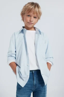 Springfield Kids Camisa raya fina niño azul New