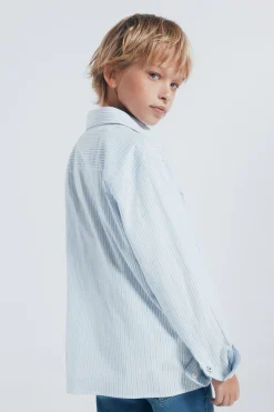 Springfield Kids Camisa raya fina niño azul New