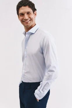 Cortefiel Camisa rayas algodón Azul oscuro Clearance