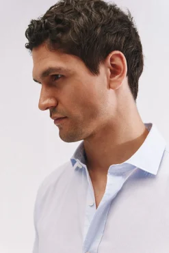 Cortefiel Camisa rayas algodón Azul oscuro Clearance