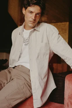 OOTO Camisa rayas estructura Azul Outlet