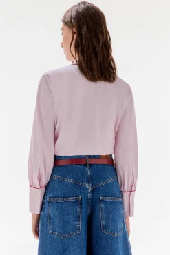 TFP by Tamara Falcó Camisa rayas lazo Burdeos