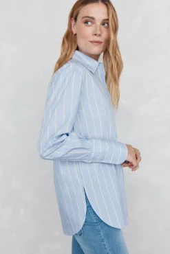 Pedro del Hierro Camisa rayas oversize Azul Sale