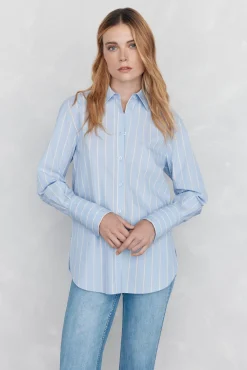 Pedro del Hierro Camisa rayas oversize Azul Sale