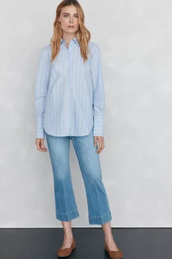Pedro del Hierro Camisa rayas oversize Azul Sale