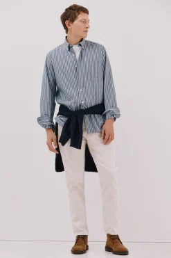 Cortefiel Camisa rayas popelín Azul marino Clearance