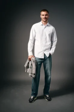 OOTO Camisa rayas popelín Blanco Sale