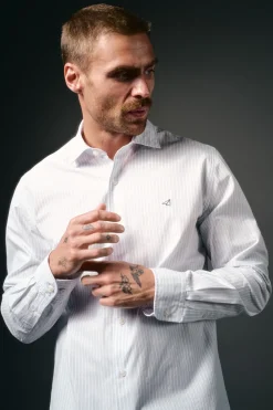 OOTO Camisa rayas popelín Blanco Sale