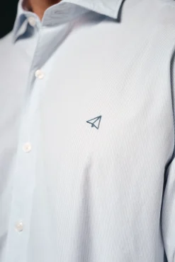 OOTO Camisa rayas popelín Azul