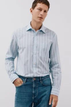 Cortefiel Camisa rayas popelín Azul Hot