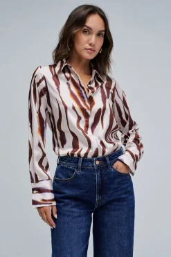 Salsa Jeans Camisa regular Marr&oacute;n Outlet