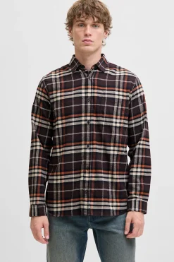 Jack & Jones Camisa regular fit marr&oacute;n Outlet