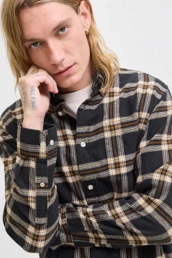 Jack & Jones Camisa regular fit cuadros negro Sale