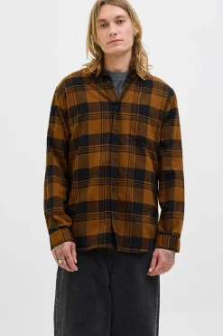 Jack & Jones Camisa regular fit cuadros marr&oacute;n Outlet