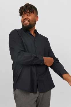 Jack & Jones PLUS Camisa sarga cuadros loose fit PLUS negro Hot