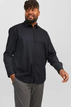 Jack & Jones PLUS Camisa sarga cuadros loose fit PLUS negro Hot