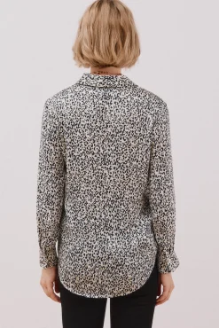 Cortefiel Camisa satinada Estampado blanco Clearance