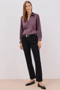 Cortefiel Camisa satinada Morado Best