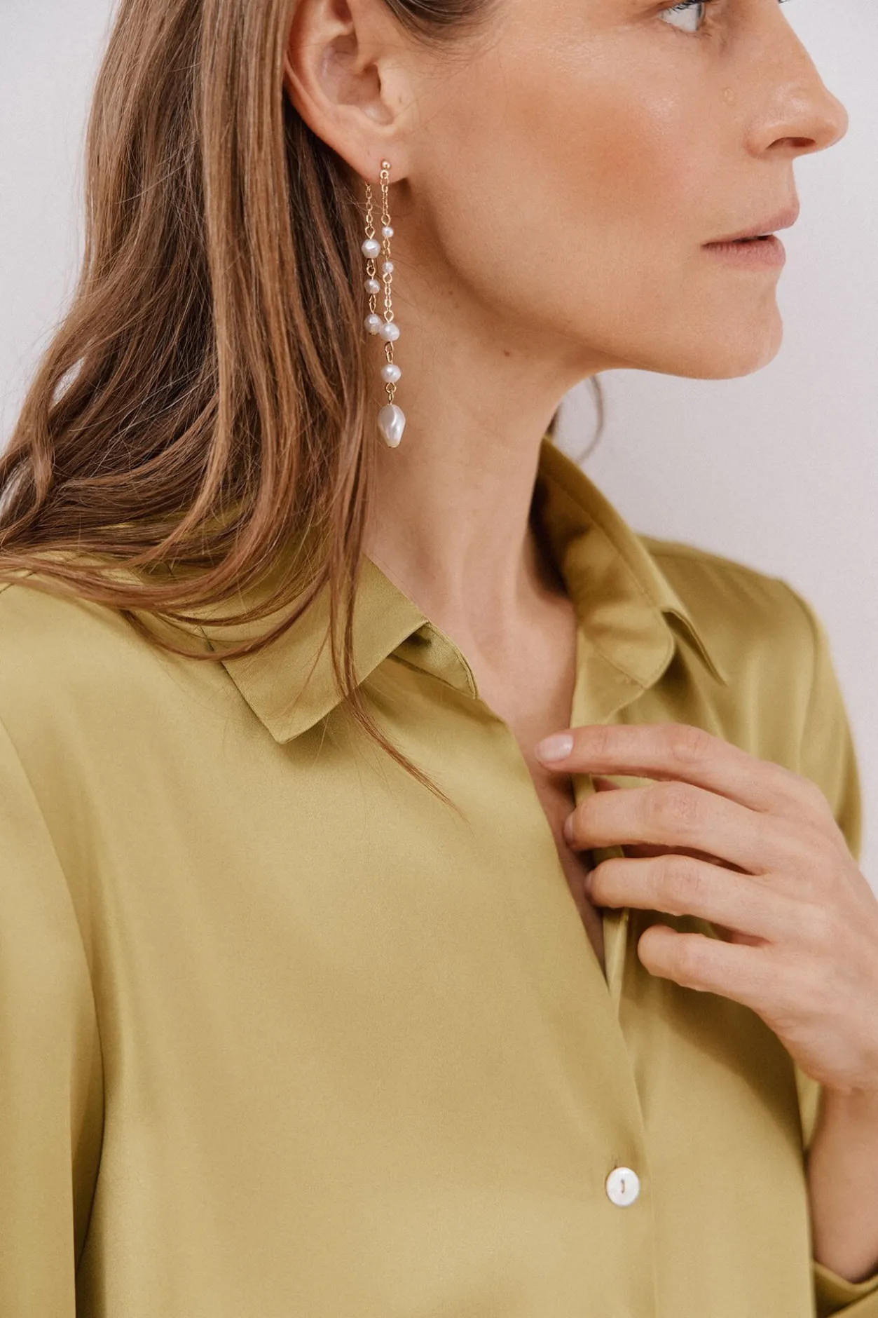 Cortefiel Camisa satinada Amarillo Clearance