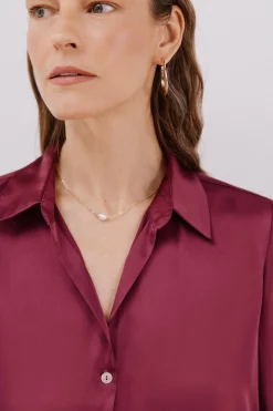 Cortefiel Camisa satinada Morado Outlet