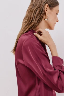 Cortefiel Camisa satinada Morado Outlet