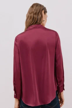 Cortefiel Camisa satinada Morado Outlet