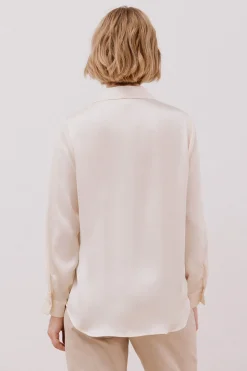 Cortefiel Camisa satinada Marfil Discount