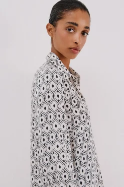 Cortefiel Camisa satinada Estampado blanco Hot