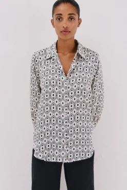 Cortefiel Camisa satinada Estampado blanco Hot