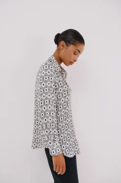 Cortefiel Camisa satinada Estampado blanco Hot