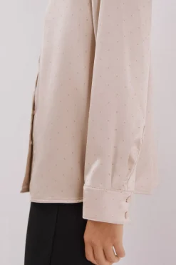 Cortefiel Camisa satinada brillos Beige Best