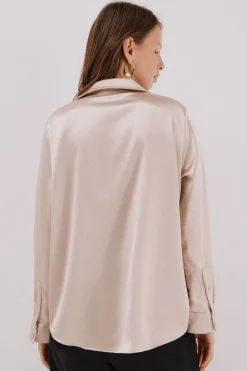 Cortefiel Camisa satinada brillos Beige Best