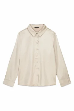 Cortefiel Camisa satinada brillos Beige Best